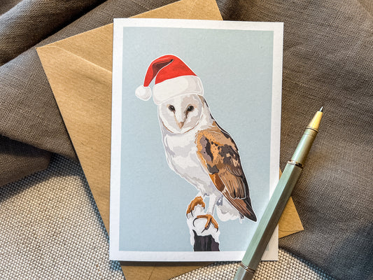 Festive Barn Owl Christmas Card