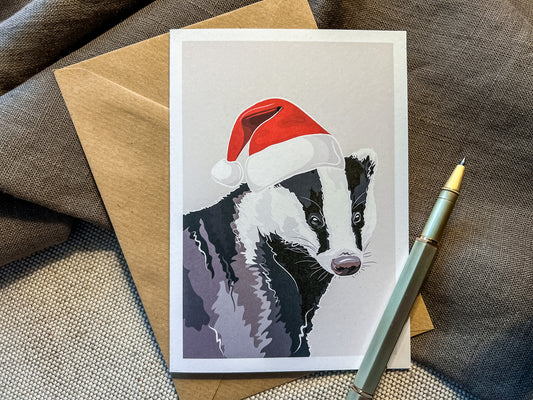 Festive Badger Christmas Card