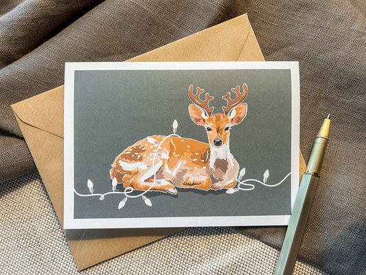 Fawn & Lights Christmas Card